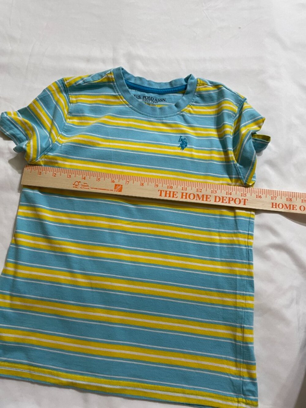 U.S. Polo Assn. Youth L Blue and Yellow Stripped Short Sleeve T-shirt - Picture 3 of 9